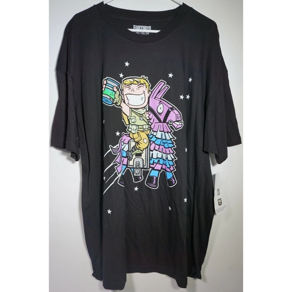 FORTNITE Jonesy & the Loot Pinata Llama Men Big & Tall 2XLT Black‎ T-Shirt NEW